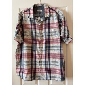Tommy Bahama Shirt Mens Multicolor Plaid Button Up Short Sleeve Size XXL